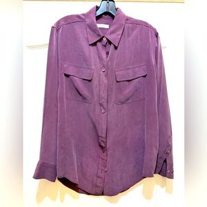 Equipment Purple Signature Silk Blouse Top Sz S